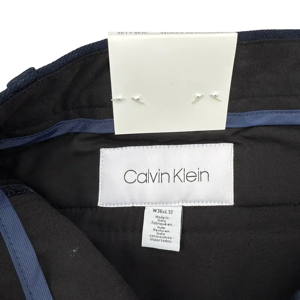 NWT CALVIN KLEIN Slim Fit Men's Navy Pant Size 38 X 32 Black Side Stripe